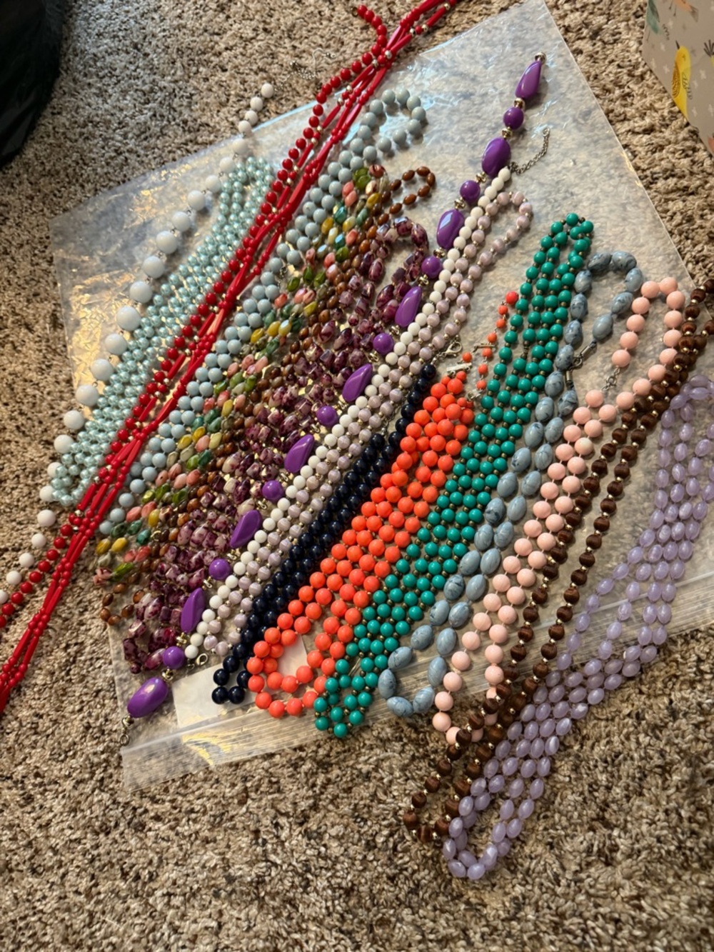 46 Colorful Beaded Necklaces Lot